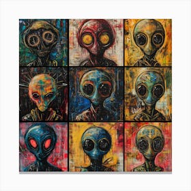 Aliens graffiti in Basquiat style & pop art blending Canvas Print