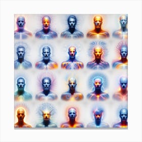 Group Of Human Faces, Aura Portraits: Revealing the Inner Colors of the Soul Canvas Print
