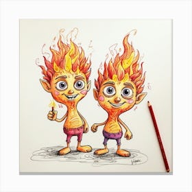 Two Fire Elves Canvas Print