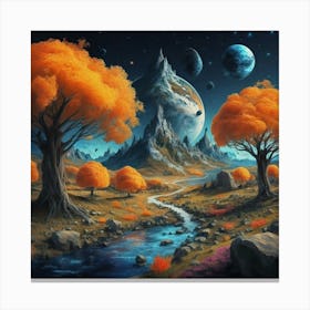 A Picture Of A Fall Landscape With Trees Mountain 3 Canvas Print