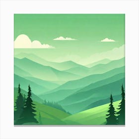 Misty mountains background in green tone 26 Canvas Print