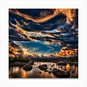 Sunset Over The River 1 Canvas Print