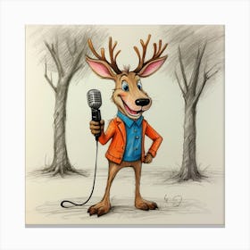 Deer With Microphone 11 Canvas Print