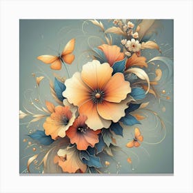 Flowers And Butterflies Canvas Print