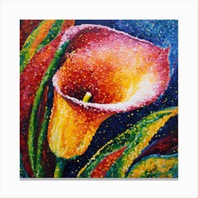 Pointillist on wood "Flower of Calla lilies" 3 Canvas Print