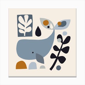 Scandi Whale Square Canvas Print