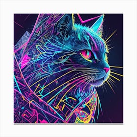 Neon Cat Canvas Print