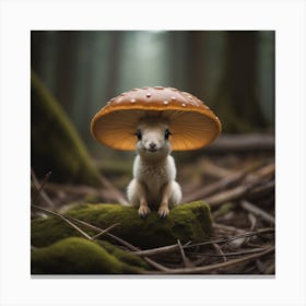 Squirrel With A Mushroom Canvas Print