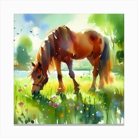Horse Grazing In The Meadow Canvas Print