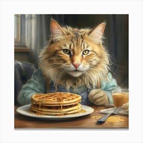 Cat With Pancakes Canvas Print