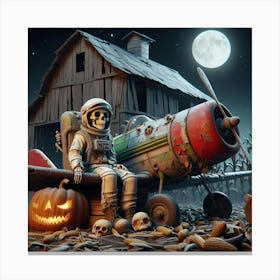 Skeleton Plane Canvas Print