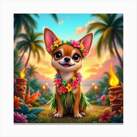 Chihuahua In Hawaii Canvas Print