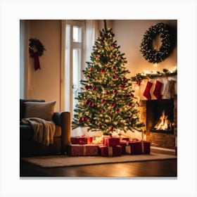 Christmas Tree In The Living Room 132 Canvas Print