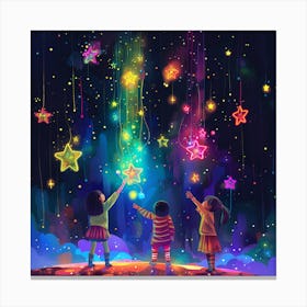 Children Playing With Stars Canvas Print