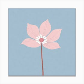 A White And Pink Flower In Minimalist Style Square Composition 438 Canvas Print