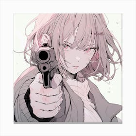 Anime Girl Holding A Gun 3 Canvas Print