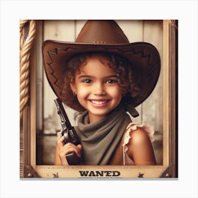 Wanted Poster-Little Girl in a Cowboy Hat 1 Canvas Print