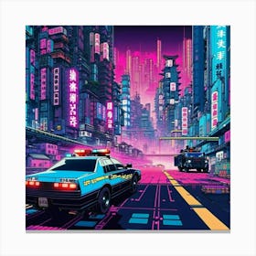 Neon Streets At Night Canvas Print