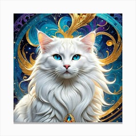 White Cat With Blue Eyes fhh Canvas Print