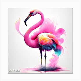Colorful Brush Painting Of A Beautiful Designed Flamingo Canvas Print