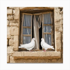 Doves In The Window Canvas Print
