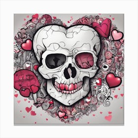 Skull In A Heart Canvas Print