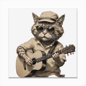 Cat Playing Guitar 4 Canvas Print