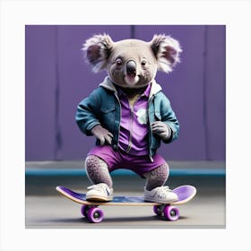 Koala On Skateboard Canvas Print