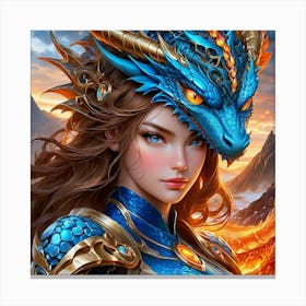 Young Woman With A Dragon hjj Canvas Print