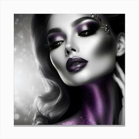 Beautiful Woman With Purple Makeup Canvas Print