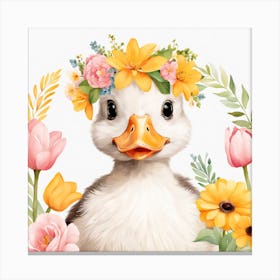 Floral Baby Duck Nursery Illustration (42) Canvas Print