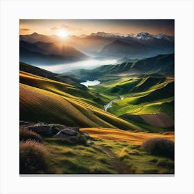 Sunset In The Mountains 60 Canvas Print