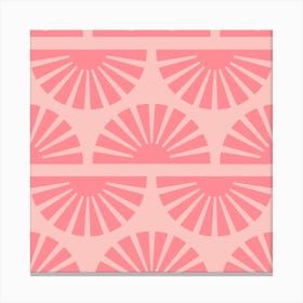 Geometric Pattern Pink Sunrise Square Canvas Print