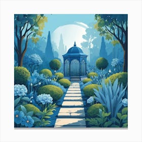 Graphic Design Blue Garden Art 2 Canvas Print