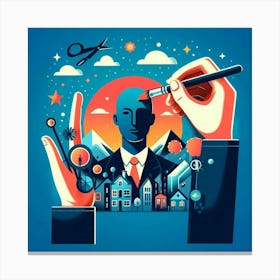 Illustration Of A Businessman Canvas Print