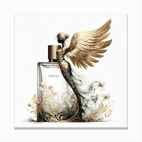 Angel Perfume Bottle In Flower Decoration Creative Drawing Canvas Print