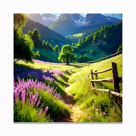 Lavender Field In The Mountains Canvas Print