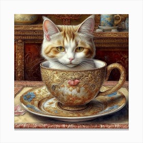 Cat In A Teacup Canvas Print