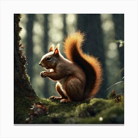 Red Squirrel In The Forest 12 Canvas Print