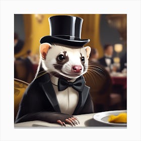 Ferret In Top Hat Canvas Print