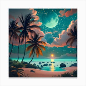 Beach At Night 1 Canvas Print