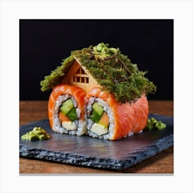 Japanese Sushi In The Shape Of A House In A Japanese 2 Canvas Print