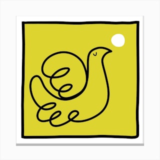 Dove In Yellow Square Canvas Print