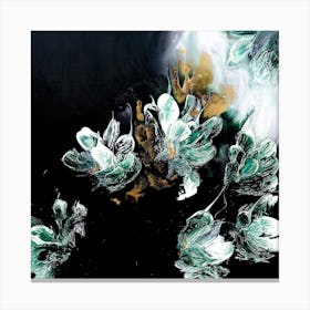 Green And Black Flower Painting Square Canvas Print