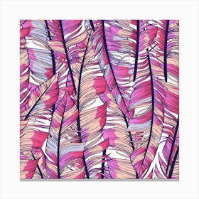 Beautiful Boho Seamless Pattern With Pink Feathers Canvas Print