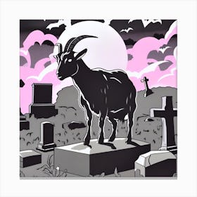 Goat In Cemetery Canvas Print