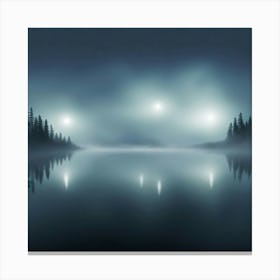 Misty Lake At Night Canvas Print