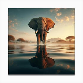 Elephant In The Water 5 Canvas Print