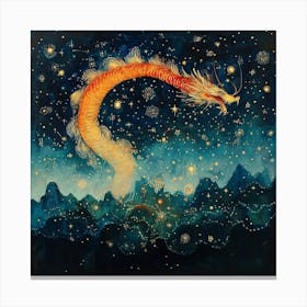 Dragon In The Night Sky Art Canvas Print