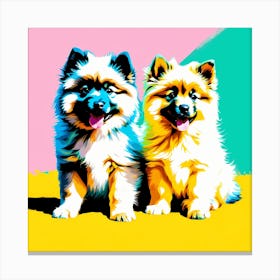 'Keeshond Pups', This Contemporary art brings POP Art and Flat Vector Art Together, Colorful Art, Animal Art, Home Decor, Kids Room Decor, Puppy Bank - 76th Canvas Print